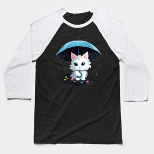 Turkish Angora Rainy Day With Umbrella Baseball T-Shirt